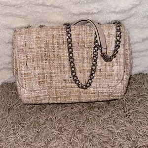 Medium Kate spade tweed flap bag with matching snap wallet